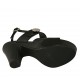 Sandalo da donna con bottone e plateau in vernice nera tacco 10 - Misure disponibili: 31, 32, 34, 42, 43, 44