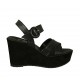 Sandalo da donna in pelle e camoscio nero con cinturino, plateau e zeppa 9 - Misure disponibili: 42, 43, 44