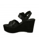 Sandalo da donna in pelle e camoscio nero con cinturino, plateau e zeppa 9 - Misure disponibili: 42, 43, 44
