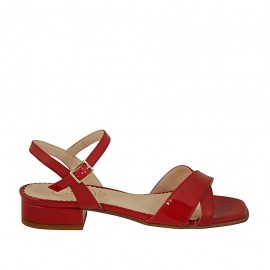 Sandalia con cinturon para mujer en cuir verni rouge tacon 2 - Tallas disponibles:  44