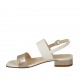 Sandalo da donna in pelle bianca e laminato taupe tacco 2 - Misure disponibili: 32, 42, 43, 44