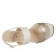 Sandalo da donna in pelle bianca e laminato taupe tacco 2 - Misure disponibili: 32, 42, 43, 44