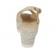 Sandalo da donna in pelle beige e zeppa in tessuto intrecciato con plateau e zeppa 6 - Misure disponibili: 34, 43