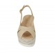 Sandalo da donna in pelle beige e zeppa in tessuto intrecciato con plateau e zeppa 6 - Misure disponibili: 43