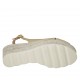Sandalo da donna in pelle beige e zeppa in tessuto intrecciato con plateau e zeppa 6 - Misure disponibili: 34, 43