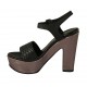 Sandale pour femmes en cuir noir tressé et cuir verni gris avec courroie, plateforme et talon 11 - Pointures disponibles:  31, 34, 42, 43