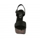 Sandalo da donna in pelle nera a intreccio e vernice canna di fucile con cinturino, plateau e tacco 11 - Misure disponibili: 31, 34, 42, 43
