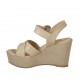 Sandalo da donna in pelle e camoscio beige con cinturino, plateau e zeppa 9 - Misure disponibili: 42, 43, 44, 46