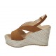 Sandalo da donna in camoscio color cuoio e tessuto intrecciato con plateau e zeppa 9 - Misure disponibili: 42, 43