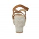 Sandalo da donna in camoscio color cuoio e tessuto intrecciato con plateau e zeppa 9 - Misure disponibili: 42, 43