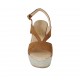 Sandalo da donna in camoscio color cuoio e tessuto intrecciato con plateau e zeppa 9 - Misure disponibili: 42, 43