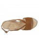 Sandalo da donna in camoscio color cuoio e tessuto intrecciato con plateau e zeppa 9 - Misure disponibili: 42, 43