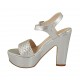 Sandalo da donna in vernice stampata intrecciata argento con cinturino, plateau e tacco 11 - Misure disponibili: 34, 42, 43