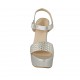 Sandalo da donna in vernice stampata intrecciata argento con cinturino, plateau e tacco 11 - Misure disponibili: 34, 42, 43, 46