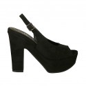 Woman's platform sandal in black suede heel 11