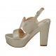 Sandale pour femmes avec plateforme en cuir verni lamé platine talon 11 - Pointures disponibles:  31