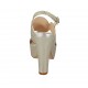 Sandale pour femmes avec plateforme en cuir verni lamé platine talon 11 - Pointures disponibles:  31