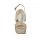 Sandale pour femmes avec plateforme en cuir verni lamé platine talon 11 - Pointures disponibles:  31