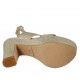 Sandale pour femmes avec plateforme en cuir verni lamé platine talon 11 - Pointures disponibles:  31