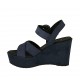 Sandalo da donna in camoscio blu con cinturino, plateau e zeppa 9 - Misure disponibili: 43, 46