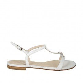 Sandalo da donna con fibbia in pelle bianca tacco 1 - Misure disponibili: 32