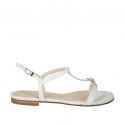 Sandale pour femmes avec boucle en cuir blanc talon 1