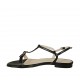 Sandalo da donna con fibbia in pelle nera tacco 1 - Misure disponibili: 32, 45