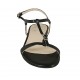 Sandalo da donna con fibbia in pelle nera tacco 1 - Misure disponibili: 32, 45
