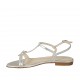 Woman's sandal with buckle in silver laminated leather heel 1 - Available sizes:  32