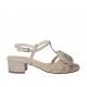Sandale pour femmes avec courroie et fleur en daim gris talon 3 - Pointures disponibles:  32