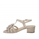 Sandale pour femmes avec courroie et fleur en daim gris talon 3 - Pointures disponibles:  32