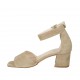 Zapato abierto con cinturon al tobillo para mujer en gamuza beis tacon 5 - Tallas disponibles:  45