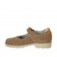 Scarpa da donna con cinturino in camoscio traforato marrone tacco 3 - Misure disponibili: 33, 34, 43, 44, 45