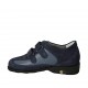 Scarpa chiusa con velcro da donna in camoscio blu e pelle traforata avio zeppa 3 - Misure disponibili: 34, 45