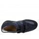 Chaussure pour femmes avec fermeture velcro en daim bleu et cuir perfoé bleu aviation talon compensé 3 - Pointures disponibles:  34, 45