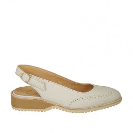 Slingback für Damen aus beigem Leder Absatz 3 - Verfügbare Größen:  33, 34, 45