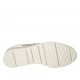 Woman's laced shoe with zipper in taupe suede, white and silver laminated printed leather wedge heel 3 - Available sizes:  45