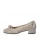 Zapato de salon con moño y tachuelas en daim gris pardo y piel laminada estampada plateada tacon 3 - Tallas disponibles:  34