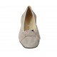 Zapato de salon con moño y tachuelas en daim gris pardo y piel laminada estampada plateada tacon 3 - Tallas disponibles:  34