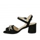 Sandale pour femmes avec courroie, chaîne et franges en daim noir talon 5 - Pointures disponibles:  32, 33
