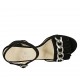 Sandale pour femmes avec courroie, chaîne et franges en daim noir talon 5 - Pointures disponibles:  32, 33
