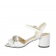 Woman's strap sandal with chain and fringes in white leather heel 5 - Available sizes:  32