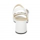 Woman's strap sandal with chain and fringes in white leather heel 5 - Available sizes:  32
