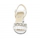 Woman's strap sandal with chain and fringes in white leather heel 5 - Available sizes:  32