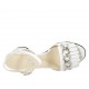 Woman's strap sandal with chain and fringes in white leather heel 5 - Available sizes:  32