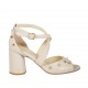 Scarpa aperta da donna con cinturino incrociato e borchie in pelle nude tacco 7 - Misure disponibili: 42, 43