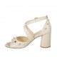 Zapato abierto para mujer en piel color desnudo con cinturon cruzado y tachuelas tacon 7 - Tallas disponibles:  42, 43