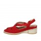 Sandalo da donna con elastici e plantare estraibile in camoscio rosso zeppa 4 - Misure disponibili: 33, 34, 43