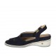 Woman's sandal with elastic bands and removable insole in blue suede wedge heel 4 - Available sizes:  34