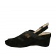 Woman's sandal with elastic bands and removable insole in black suede wedge heel 4 - Available sizes:  33